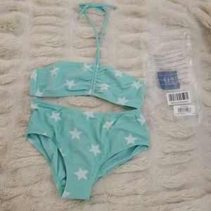 Gap Kids Girls Bikini Aquamarine with White stars
